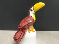 Toucan Bird Bell Colorful Hand Painted Ceramic 5.25” Belize, Central America Vtg