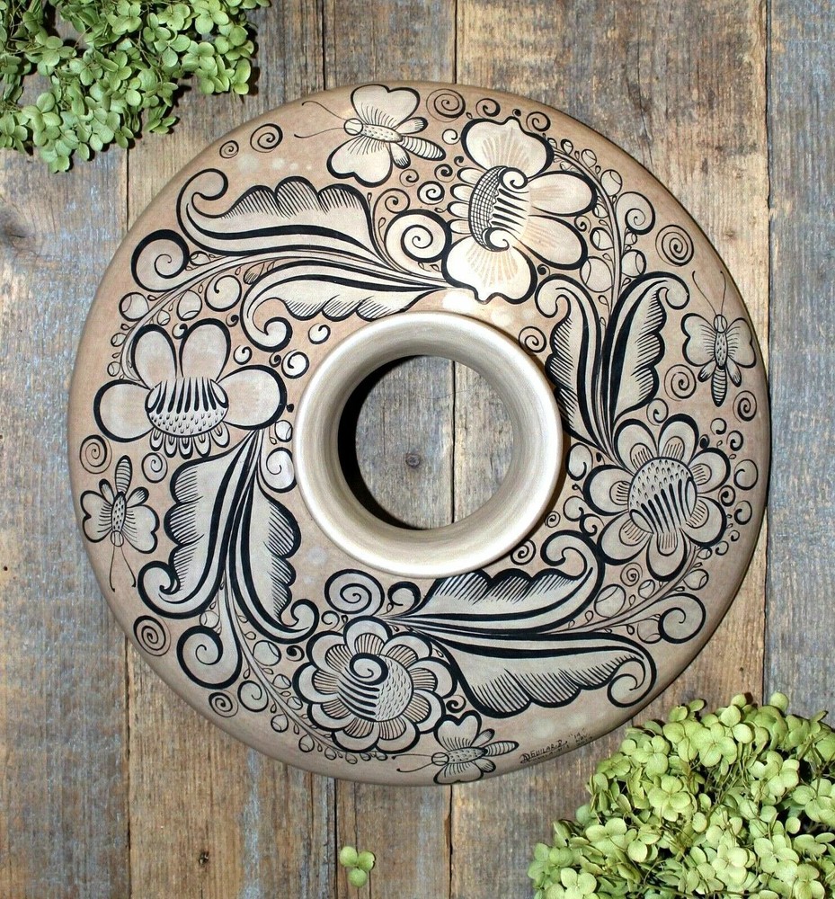 Wall Pot Ornamental by Daniel Aguilar Benitez Handmade Tonala Mexican Folk Art