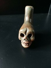 Death Whistle, Loud, Green, Small, Real, Aztec, Maya, Original, Hand Crafted.