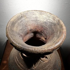 Rustic Clay Pottery Table Top Chiminea With Metal Stand