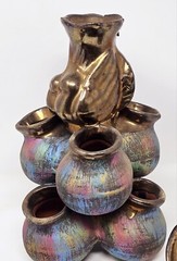 Classic Mexican Siesta Sleeping Man Figurines Folk Art Clay Planter Set Vintage