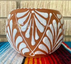 Mexican Ceramic Flower Pot Planter Folk Art Pottery Handmade Talavera #6