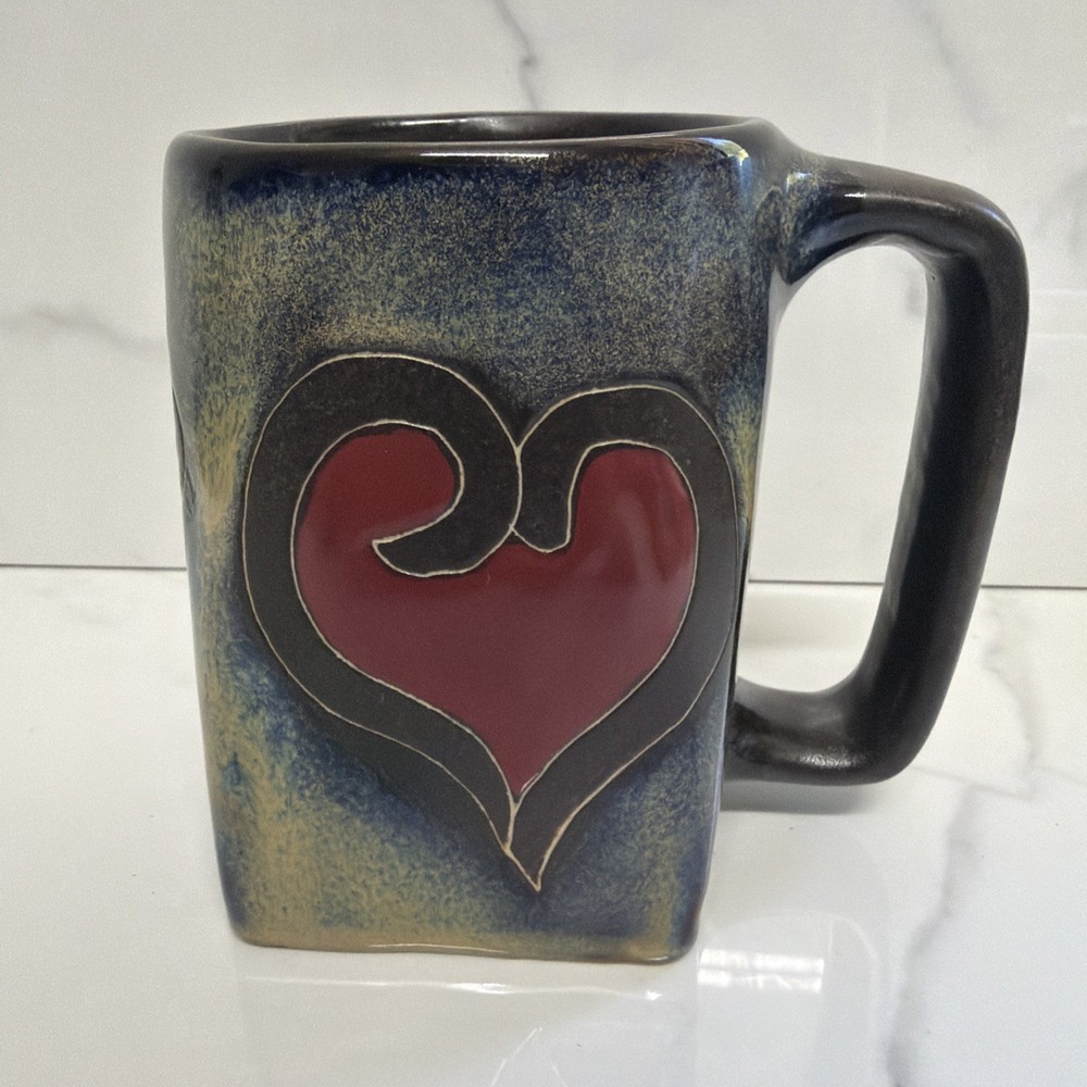Mara Mexico Hearty Lovers Heart Mug In Lead Free Stoneware Pottery 12oz ~ ❤️
