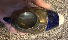 Unique Ceramic Fish Brass Covered With Twisted Edging Detail Figure Armored Fish