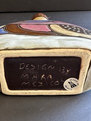 MCM Design by Mara Decanter Vase Bottle Hand Painted Art Pottery Mexico +Stopper
