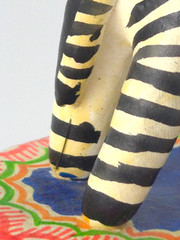 Vintage Mexican Folk Art Candle Holder Handmade Zebra Birds Clay Pottery