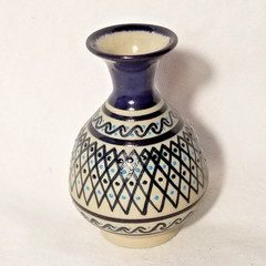 Javier Servin Bud Vase Modern Mexican Folk Art Pottery Embossed Moriage Signed