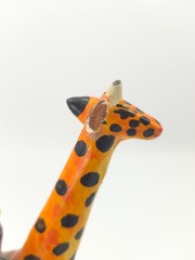 Vintage Mexican Folk Art Candle Holder Handmade Giraffe Birds Clay Pottery Large