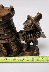 Vintage Folk Art Pottery Men Playing Music Pen holder Figurine Sculpture