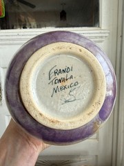 Vintage MCM Erandi Tonala Art Pottery Fat Bottom Vase Hand Painted