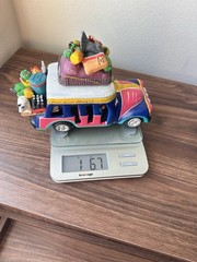 Vintage Mexican Folk Art Clay Sculpture Of Overloaded Car Marked “Pro Vallarta”