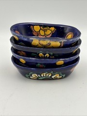 Mexican Handmade Talavera Pottery Small Oval Bowls Set Of 4 Lead Free Stackable