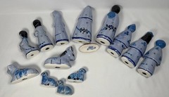 Vintage Estate 14 Piece Tonala Folk Art Mexican Pottery Nativity Set