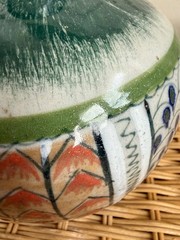 Vintage MCM Erandi Tonala Art Pottery Fat Bottom Vase Hand Painted