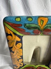 Talavera Mexico Pottery Photo Picture Frame Table Top Hand Painted Marked