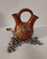 Vtg. Antique Mexico Collectible Estate Wedding Vase, Necklace, Ring