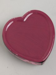 Vintage Mexican Pottery Heart Box Hand Painted Floral Bird Jewelry Dish