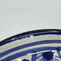 Talavera Tea Mug and Saucer Puebla Mexico Pottery Signed Floral Blue & White