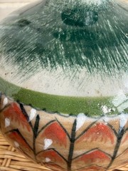 Vintage MCM Erandi Tonala Art Pottery Fat Bottom Vase Hand Painted