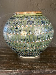 EL PALOMAR MEXICO NAVY GREEN VASE 6” X 6”