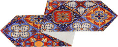 Mexican Talavera Ceramic Tile Pattern Linen Table Runners Dinner Table Setting D