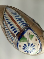 Tonola Mexican Pelican Pottery By Sergio Bustamante Ceramic With Brass Overlay