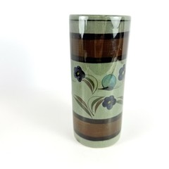 Vintage Vase, Tonala Mexico Art Pottery Gray Tube Shape. Mid-Century Modern