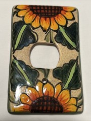Talevera Single Outlet Plate Cover Sunflower Yellow Flower Mexico Pottery