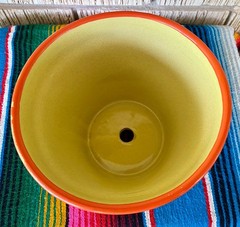 Lg Mexican Ceramic Flower Pot Planter Folk Art Pottery Handmade Talavera L#14