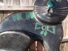 Mid Century Modern Mexico Pottery Cat Figurine Barro Negro Oaxaca FELGUEREZ ?