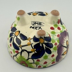 JMB Mexico Talavera Tripod Salsa Bowl Molcajete Floral 1990s Vintage 4½″