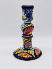 Vintage Telavera Mexican Pottery Single Candle Holder Hand Painted Signed