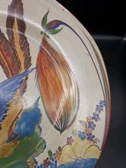 1930s Mexico Folk Art Hand Painted Wall Plate Bird Floral 12½”