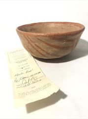 Pre-Classic 100-300 AD Nynte Pottery Bowl w. Red Painted Design.6”Rx3”T -Museum