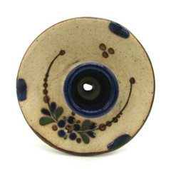 Beautiful Floral Single Mexico Tonala Sand Pottery Candle Holder 6 1/2″ H – 5″ D