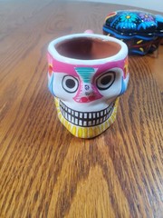 Hand-painted Mexican Clay Trinket Boxes Skull/Fish/Turtle and More Set Of 4