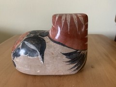 CLASSIC TONALA POTTERY CAT FIGURE MEXICO BRUNIDO NAHUAL SHAMAN 5.25” L SIGNED