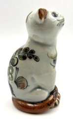 Ken Edwards Cat Kitten El Palomar Pottery Figurine Signed 5″ Mexico Birds Floral