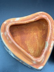 Vintage Trinket Box Tonala Mexican Pottery Heart Dove Hand Painted