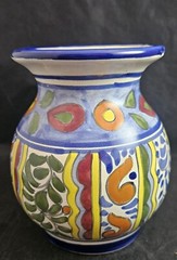 Vintage Talavera Mexican Pottery Ceramic Flower Vase Floral 6″ Tall Signed