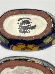 Mexican Handmade Talavera Pottery Small Oval Bowls Set Of 4 Lead Free Stackable