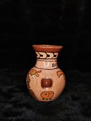 Belize Handmade Pottery Vase 4” Folk Art Decor Tribal Art Clay