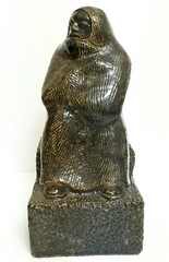 sgd AT MEXICO modernist art pottery sculpture seated peasant woman Zuniga style