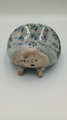 Vinatge Tonala Mexican Pottery Green Owl Figurine Handpainted w/Legs *READ*