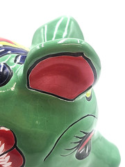 Mexican Folk Art Talavera Pig Pottery Figure Hand Painted Green Multi Color 13×9