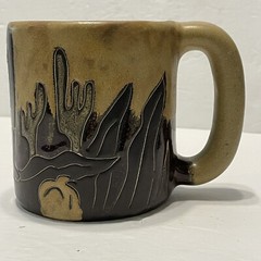 HANDCRAFTED MARA ART POTTERY COFFEE MUG Tea Cup CACTUS MEXICO Musician Music