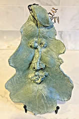 Studio Pottery Green Man Face Leaf Wall Hanging Folk Art Garden Decor Signed CM