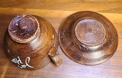 Set Of 4 Vintage Mexican Red Clay Cup and Saucer- Handcrafted Mexico