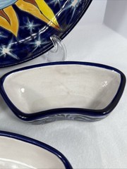 Mexican Talavera Pottery 7pc Hand Painted Chip Salsa Condiment Serving Dish Set