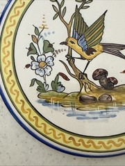 Talavera Trivet Hot Plate Hand Painted Mexico Gorgeous! 6.5″ Round BIRD YELLOW